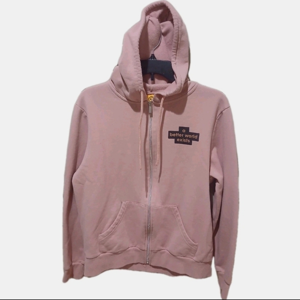 Graphic Pink Peace Sign Hoodie Positive Hoodie Women's Size: Small Hipster - Picture 3 of 8